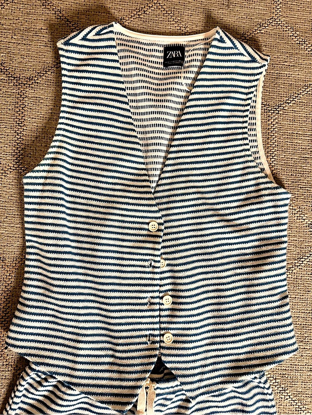 ZARA Striped Wide-Leg Two-Piece Set in Blue & White - Picture 4 of 6